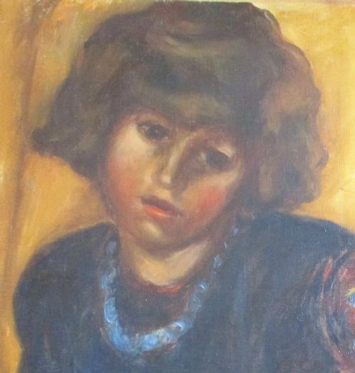 fig 1. American Kendal Coles Hopkings (1908- 1981)  Young Woman in Paris, ca 1932, antique oil on canvas