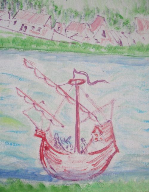 fig 1. Chagall-esque dream landscape ca. 1930 by Ukrainian Issaac Mitchine (Kiev 1900- died in deportation 1941) original painting