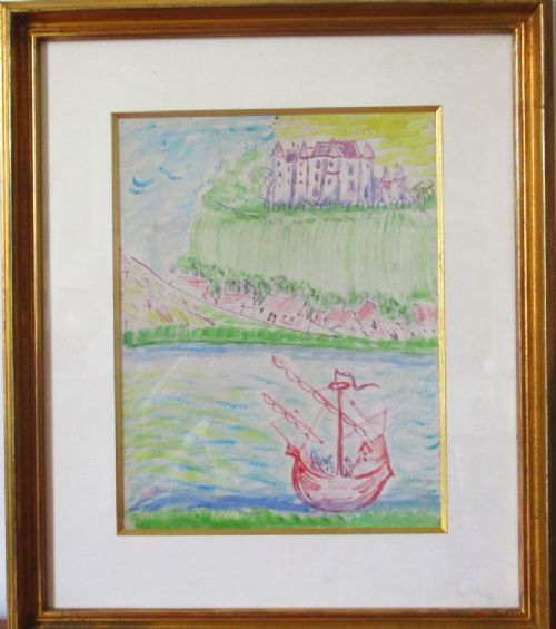 fig 2. Chagall-esque dream landscape ca. 1930 by Ukrainian Issaac Mitchine (Kiev 1900- died in deportation 1941) original painting