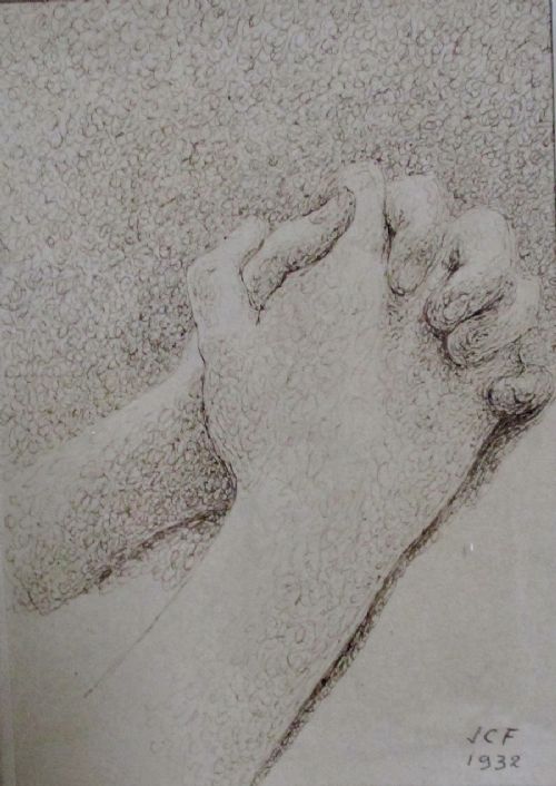 fig 2. French antique surrealist Jean-Claude Fourneau circle of André Breton dated 1932 rare fine ink drawings (2) in one frame