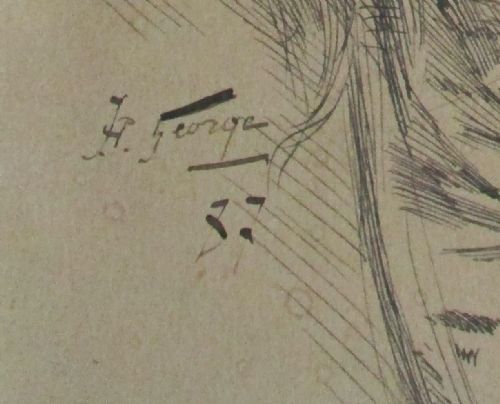 fig 2. Impressionnist study of a girl with doll, 1887, attributed to Jean-Philippe George (1818-1888) very fine ink drawing