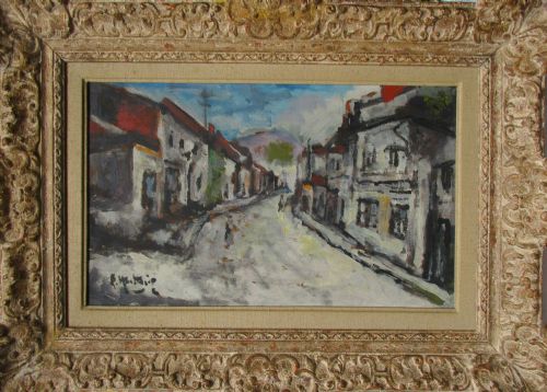 fig 1. 1920s French Expressionist, close to de Vlaminck in style. Village in the Creuse region, Montparnasse frame