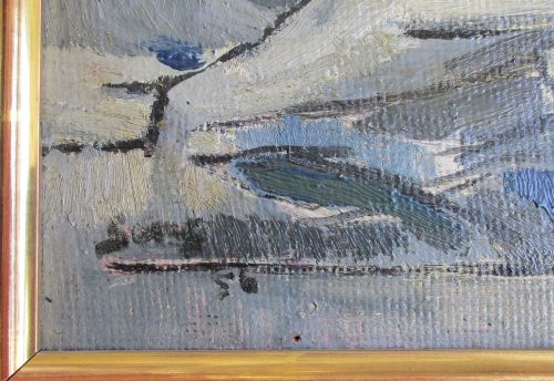 fig 3. Superb antique 1956 abstract geometric oil on board, Paris , Salon des Réalites Nouvelles