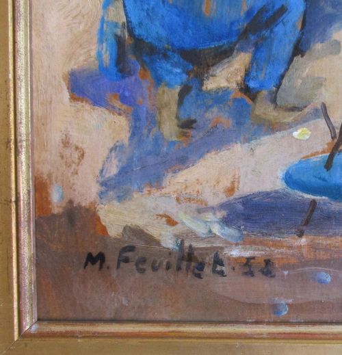 fig 2. French Montmartre born artist Maurice Feuillet antique oil on board