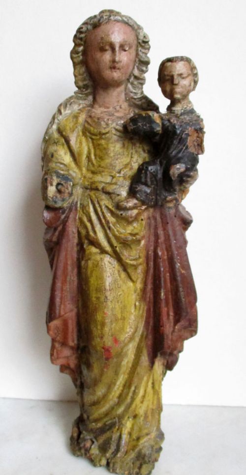 Magnificent Early Ca 1640  Virgin and Child  Polychrome Sculpture,  Wood Carved Malines Mechelen Flemish or Spanish