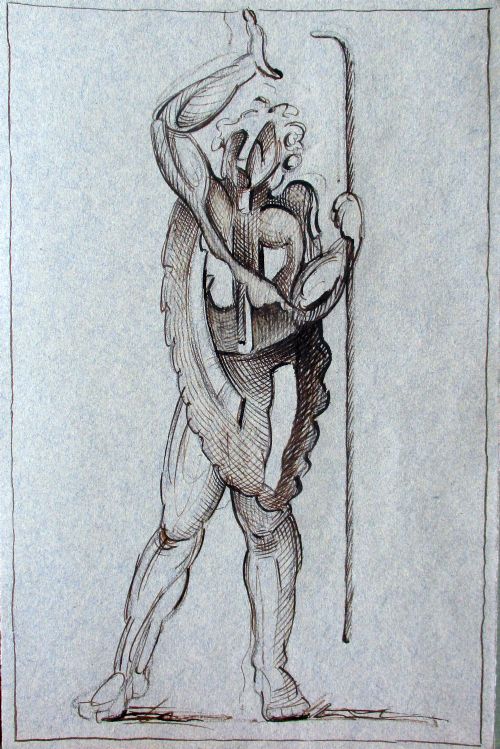 Avant Garde Cubist Pen/ink Master Drawing Shepherd, St John, Art Deco Period 1930s/40s,