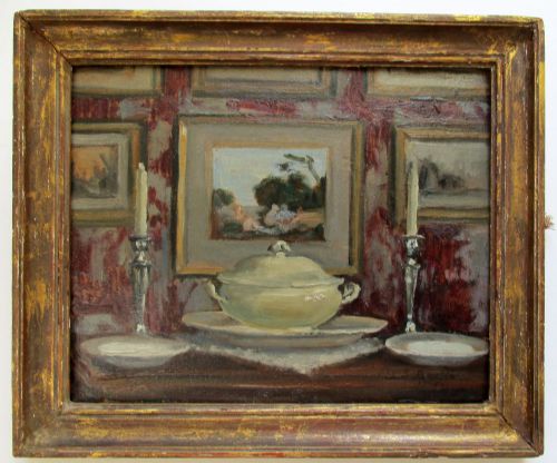 "Dinner for Two/supper at the Art Collector's" Dated 1927 Intimist Still Life by French Suzanne Roche
