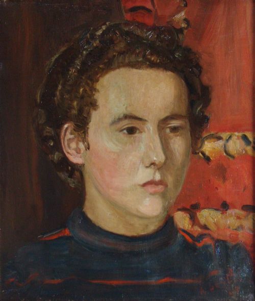 Antique Appealing French  Portait of a Young Woman, by Andree Seailles, Dated 1948