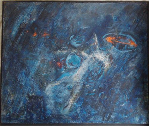 French Abstract Expressionist:  Endless Space ... Winterly Place.  Oil on  Board by André Bay