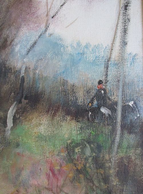 fig 2. Jules Rene Herve Riders in the Woods, Country Pursuits: antique oil on canvas 