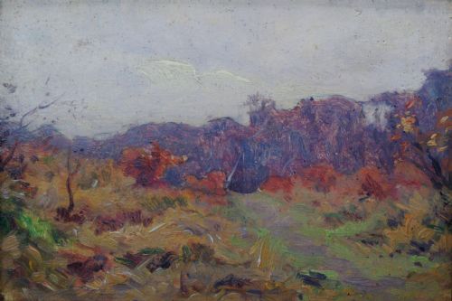 Autumn Colours in Fontainebleau Forest Circa 1860 Antique Barbizon Plein Air Oil Sketch