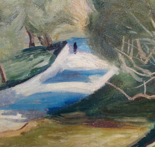 fig 3. Bloomsbury group c 1930  Figure in a cubist landscape, Brittany,  Jean Hippolyte Marchand (1883–1941)