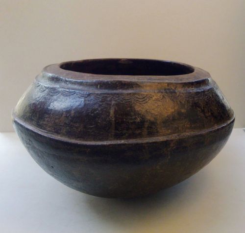 Superb Antique Large Tribal Terracotta Bowl, Nupe Tribe, Nigeria, Ca 1900