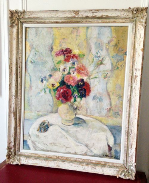 fig 4. Flowers, 1939 An enchanted world large antique French oil by Rémy Hétreau (1913-2001) 