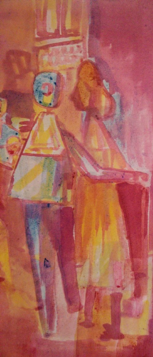 fig 2. Abstract cubist Family scene by Franco-Hungarian avantgarde artist Geza Szobel (1905-1963)