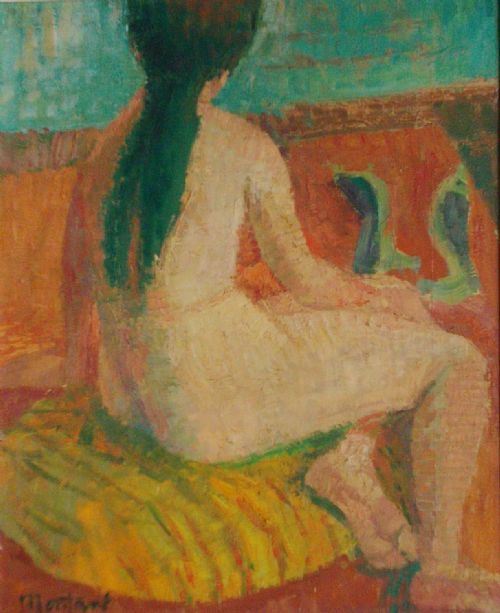 fig 1. Mediterranean nude, antique French oil on canvas by Roger Montane circa 1950, superb provenance