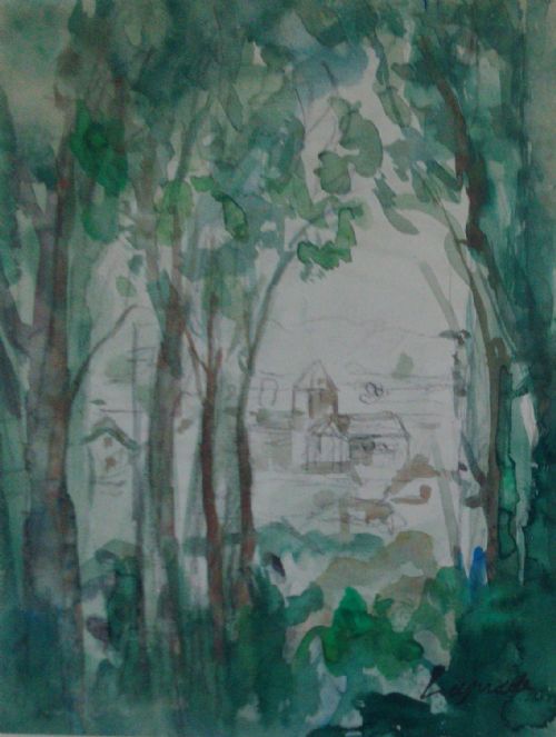 View Over the Village: French Post-impressionist Pierre Laprade Watercolour, Ca 1910
