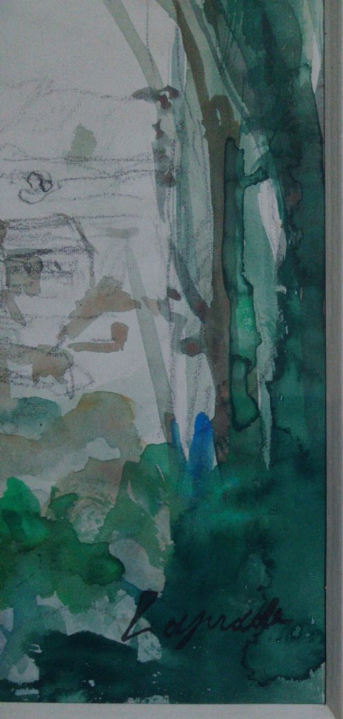 fig 1. View over the village: French post-impressionist Pierre Laprade watercolour, ca 1910