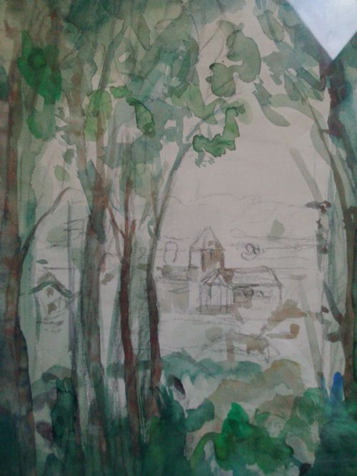fig 2. View over the village: French post-impressionist Pierre Laprade watercolour, ca 1910