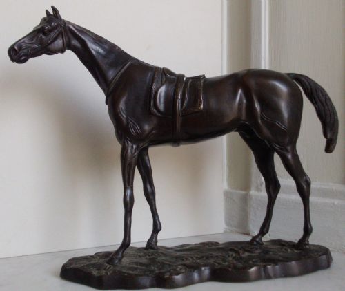 Antique Equestrian Bronze Sculpture After John Willis-good, Thoroughbred Horse, Circa 1900