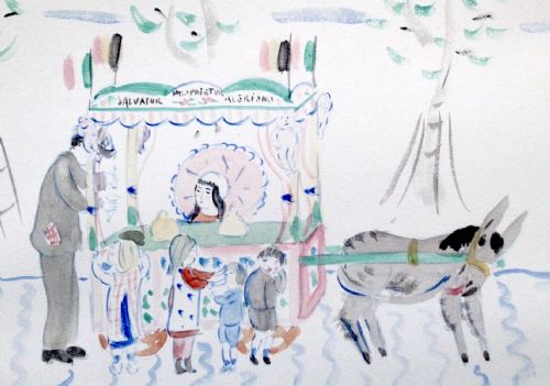 The Ice Cream Van, London 1915, Arts and Crafts Period Watercolour