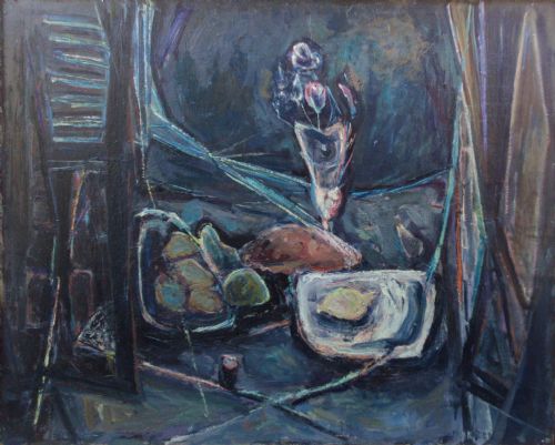Striking Modernist Abstracted Still Life, Exhibited 1950 Illustrious Provenance, Oil on Board