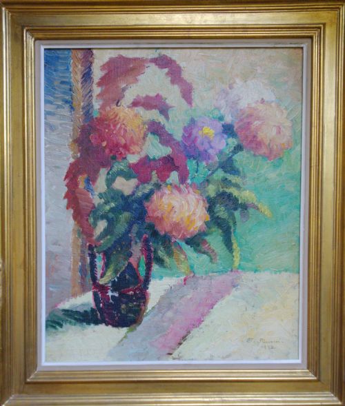 fig 1. Pointillist Floral Still Life, Art Deco period 1932