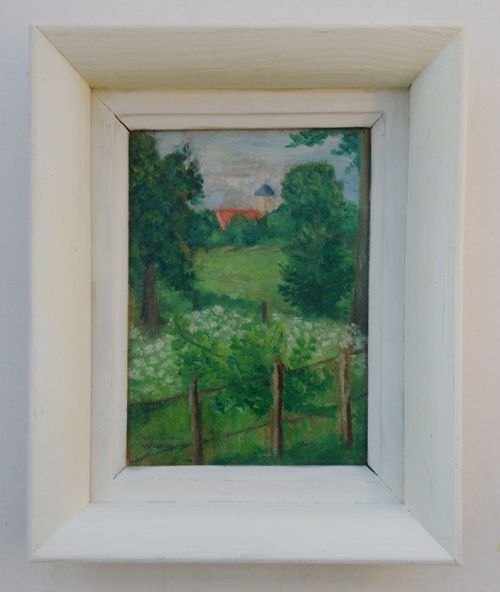 fig 2. Spring, white flowers in the garden French antique exhibited oil, 1954, woman artist Christiane Warnod