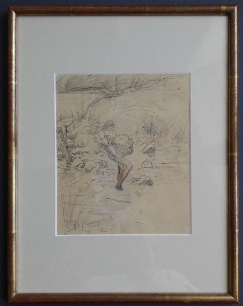 fig 2. Luc-Olivier Merson (1846-1920) illustration for Gustave Flaubert, 1895 antique French original drawing