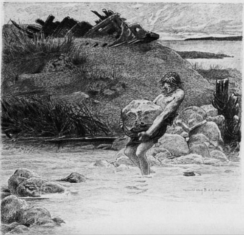 fig 4. Luc-Olivier Merson (1846-1920) illustration for Gustave Flaubert, 1895 antique French original drawing