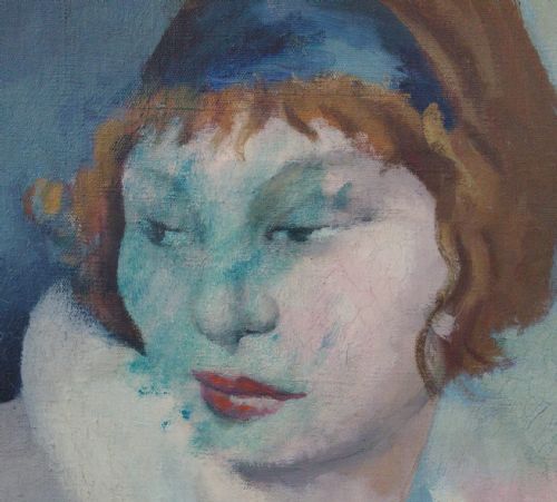 fig 1. Masterpiece: French Expressionist Portrait of a Beauty with a Fan, circa 1920, oil on canvas
