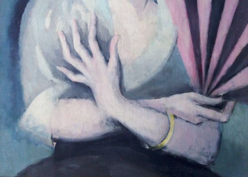 fig 3. Masterpiece: French Expressionist Portrait of a Beauty with a Fan, circa 1920, oil on canvas