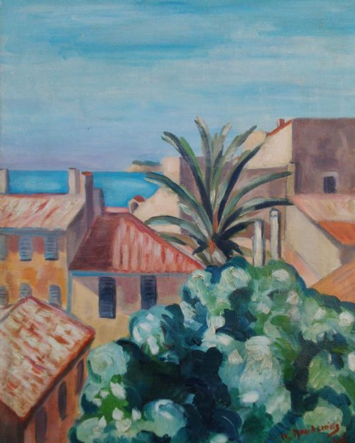 The Mediterranean Coast, Cassis, Côte D'azur, Antique French Oil on Canvas Exhibited Paris 1952