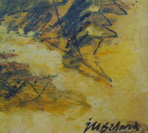 fig 2. Antique French abstract modernist, 1959, abstracted birds in flight