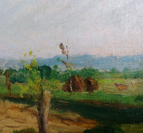 fig 2. Walkers in a summer landscape, French Impressionist oil, circa 1880