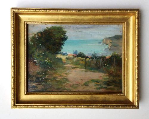 fig 1. View to the Cliff, the sea, Summer 1906, Quiberville, Normandy, Impressionist Colourist oil on panel