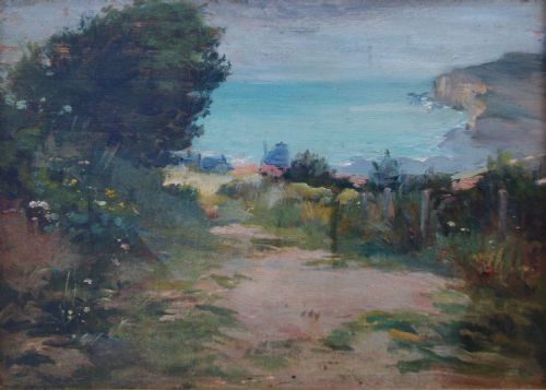 View to the Cliff, the Sea, Summer 1906, Quiberville, Normandy, Impressionist Colourist Oil on Panel