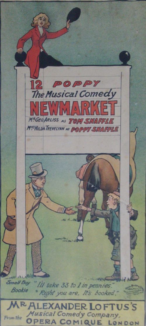 fig 1. Newmarket horse racing musical comedy 1896 John Hassall art nouveau original lithograph: the bet