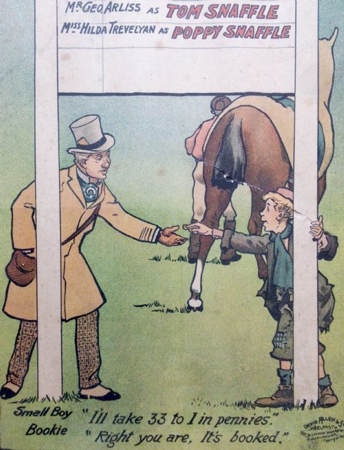 fig 2. Newmarket horse racing musical comedy 1896 John Hassall art nouveau original lithograph: the bet