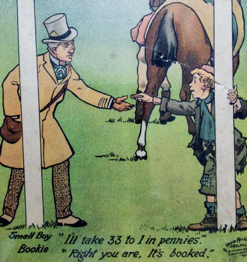 fig 4. Newmarket horse racing musical comedy 1896 John Hassall art nouveau original lithograph: the bet