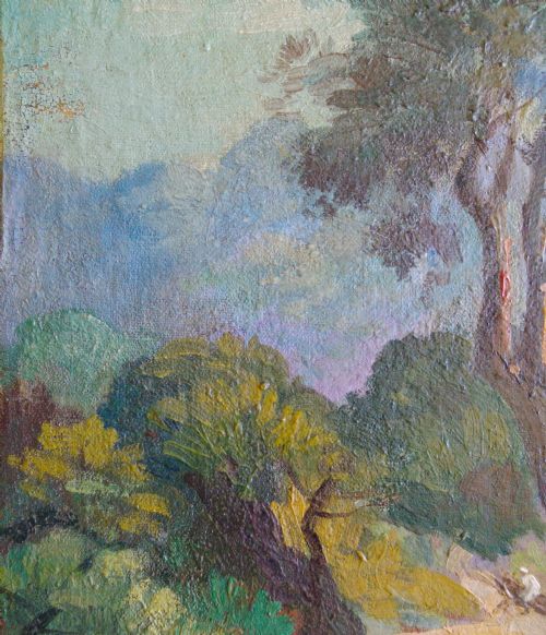 fig 1. Orientalist Fairy Tale Landscape with a Rider, ca 1930 Art Deco, Roméo Charles AGLIETTI (1878-1956) oil on panel
