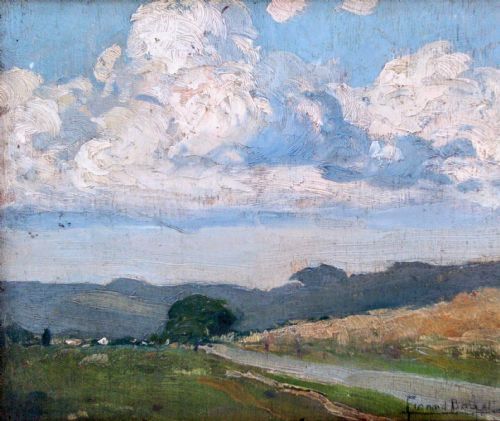Cloud Study, Bordelais, 1920 Antique French Oil by Bordeaux Artist Fernand Ballet