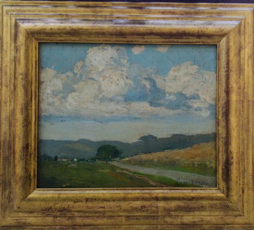 fig 1. Cloud Study, Bordelais, 1920 antique French oil by Bordeaux artist Fernand Ballet