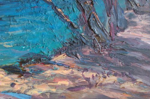 fig 3. Cote d'Azur coast, Calanques, Cassis bay, circa 1920, southern French oil on panel by Italian Italo Giordani