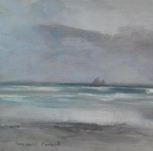 fig 2. Seascape, Beach Scene, Brittany, by Chelsea Marine Artist Leopold Pascal (1900-1957) antique French oil on canvas