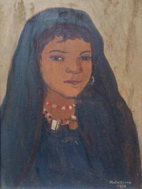 The Moroccan Girl 1932, Matissian Fauve Orientalist French Antique Oil on Panel