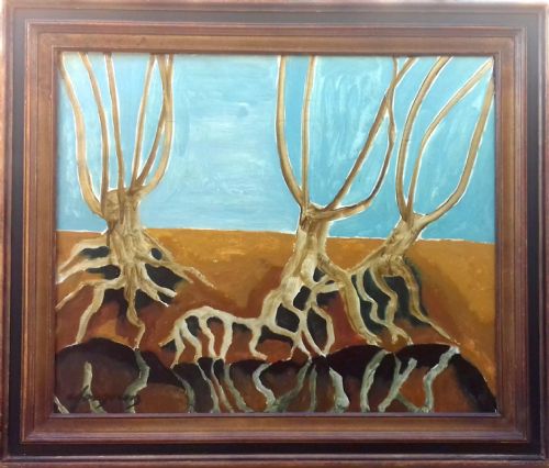 fig 3. Grape Vine Roots, Turenne by Tate Gallery master Fougeron: France abstracted modernist oil on canvas