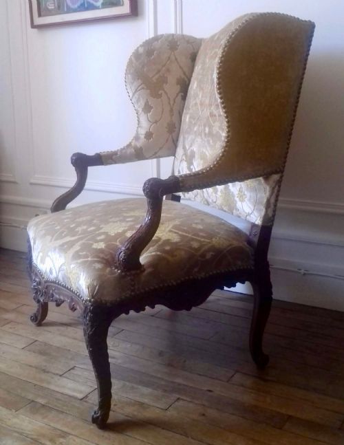 fig 1. Masterpiece: large Louis XV wingback armchair by master cabinet maker Guillaume-Edmond Lexcellent (b.1834)