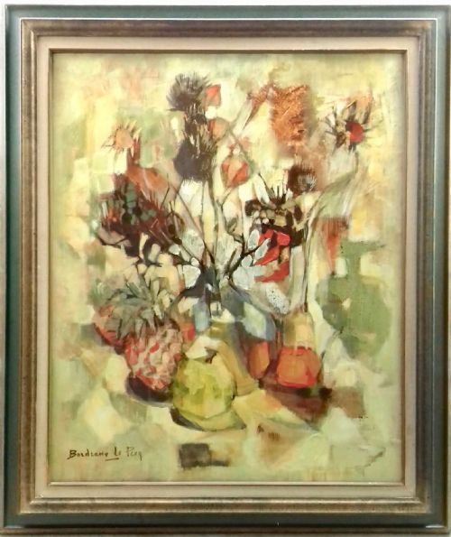 fig 1. Life affirming abstracted cubist still life with flowers and oranges, French Andrée Bordeaux Le Pecq