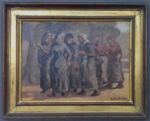 fig 1. French Impressionist Discussions in the Park, the Nuns, circa 1910 oil on panel